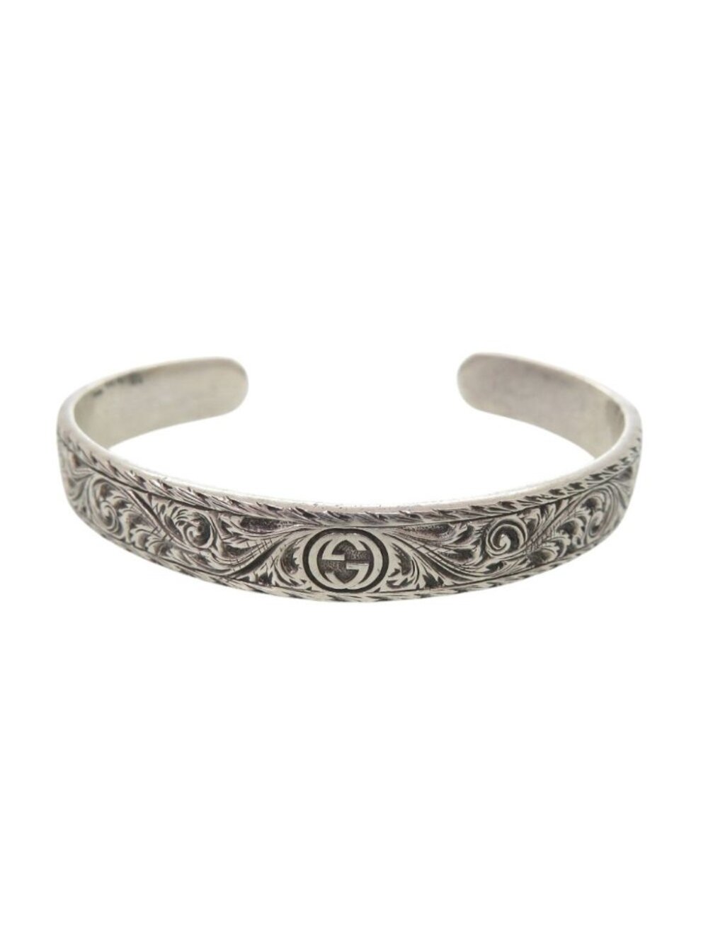 Gucci Interlocking G Lionhead 925 Sterling Silver Bangle Bracelet